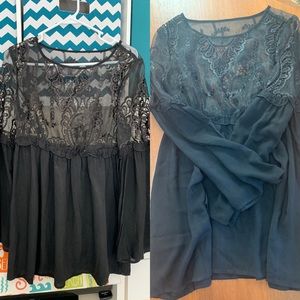 Black lace long sleeve tunic